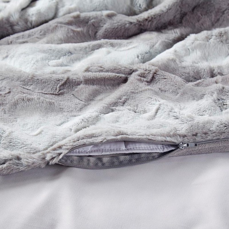 100% Polyester Zuri Fur Weighted Blanket, Grey